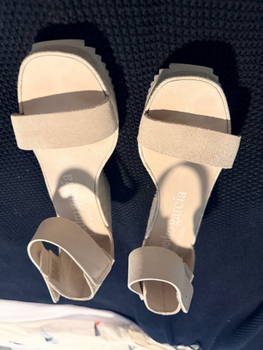 Pedro Garcia Beige Suede Platform Wedge Espadrilles 40.5
